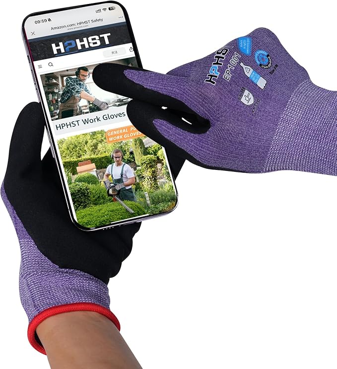 Work Gloves for Women, Eco Friendly Safety Work Gloves with Breathable Rubber Coated, Smart Touch,3 Pairs