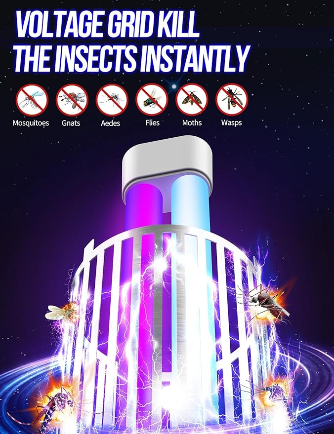 New Fi 4200V Bug Zapper, Waterproof Electric Flying Insect Trap with LED Light, ABS Housing, Indoor Fly Trap and Outdoor Mosquito Zapper, Plug‑in for Home Patio Garden
