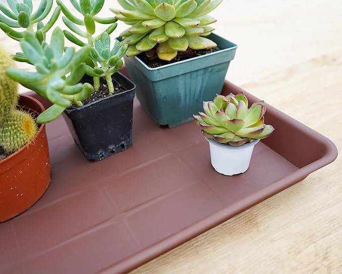 Rectangle Plant Tray, Plant Drip Tray, Plant Pot Saucers, Plant Germination Trays, Plant Saucers, 14.5'' x 11'' x 1.5'' (2 pack), Chocolate