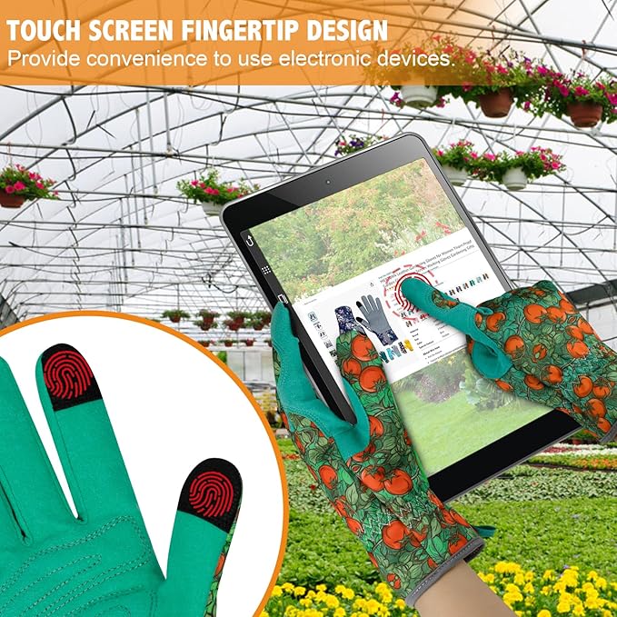 Leather Gardening Gloves for Women Thorn Proof Garden Gloves Touch Screen Working Gloves Gifts,M