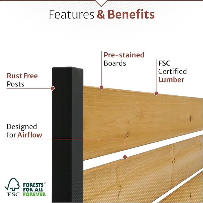 6ft H x 3.3ft W x 2.1ft L (1 Screen w/Planter) Freestanding Enclo Concord Cedar Wood Privacy Fence Screen with Planter Box, Outdoor Wood Privacy Screen Panel for Patio, Raised Garden Bed, EC18037