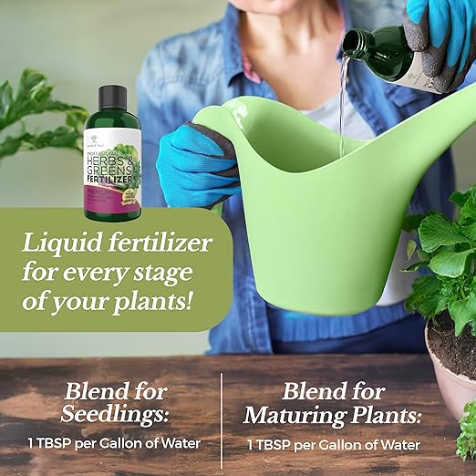 LEAVES AND SOUL Professional Liquid Herbs and Greens Fertilizer | 5-1-5 Concentrate, Liquid Plant Fertilizer for Garden, Healthy Produce, Good Harvest, Multi-Purpose Blend & Gardening Supplies | 8 oz