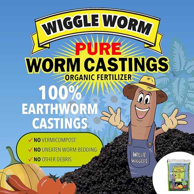 Combo Package - 15lbs Pure Earthworm Castings Organic Fertilizer and 80lbs Worm Egg Material Raised Bed Mix Plus for Indoor/Outdoor Gardening