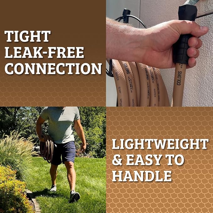 Flexzilla Colors SwivelGrip Garden Hose 5/8 in. x 100 ft., Lightweight All-Weather Water Hose, Durable and Flexible, Leak-Free Connections, Brown Mulch