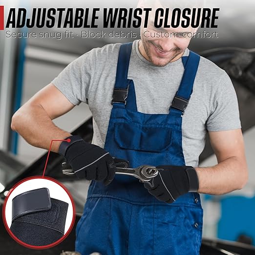 HANDLANDY Work Gloves Mens & Women 3 Pairs, Utility Safety Mechanic Working Gloves Touch Screen, Flexible Breathable Yard Work Gloves (Medium, Black)