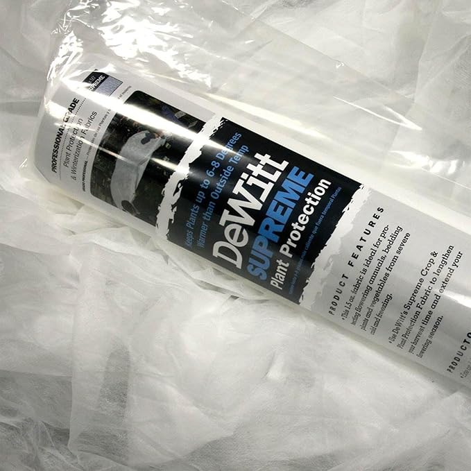 DeWitt Supreme Crop Protection Fabric, 1.5 oz, White, 6' x 50' - Frost & Freeze Blanket for Flowering Annuals, Vegetables & Bedding Plants, Extends Growing Season
