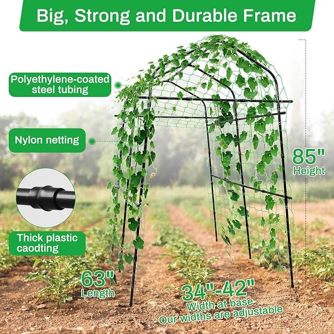 Tall Garden Arch Trellis for Climbing Plants Outdoor,7 ft Arbor Large Arch Tunnel Trellis, Metal Cucumber Trellis, Plant Support Archway Garden Trellis for Vegetables Fruits Flowers Yard