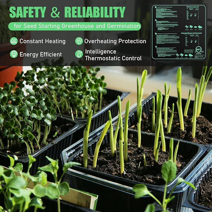 ROCEEI 2 Pack Seedling Heat Mat 20 x 20.75 Inch with Digital Thermostat Controller Waterproof Plant Seedling Heat Mat for Germination, Hydroponics, Brewing, Breeding, Indoor Gardening and Greenhouse