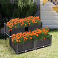 S AFSTAR Raised Garden Bed Kit, Set of 4, Elevated Planter Boxes with Self-Watering Design & Removable Legs, Outdoor Plastic Planter Box for Patio Yard Balcony Gardening, Rattan Pattern (Brown)