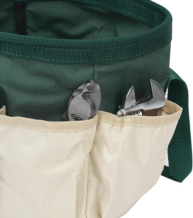 HARFINGTON Garden Tool Bag 7.5" x 8.3" Large Oxford Waterproof with Pockets Garden Tote Bag Gardening Plant Tool Organizer Storage Carrier Store for Outdoor Women Men, Dark Blue