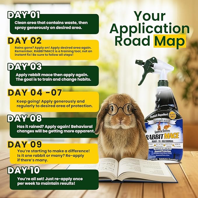 Nature’s Mace Rabbit Concentrate, Outdoor Rabbit Repellent Spray, Mint Scent, Safe for People, Pets & Plants, Protects Garden & Lawn from Rabbits 40 Fl Oz (Pack of 1)