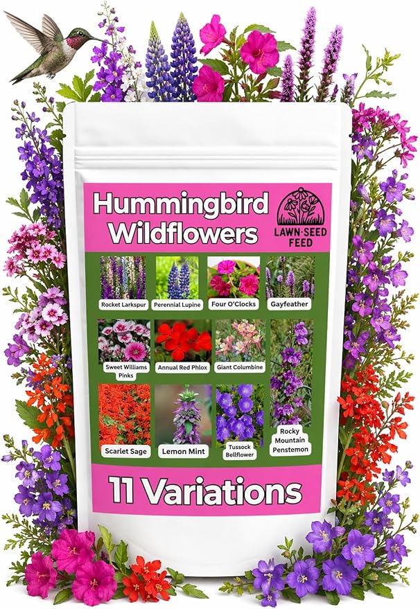 Hummingbird Wildflower Seed Mix (2oz) Bright, Nectar-Rich Blooms that Attract Hummingbirds & Pollinators
