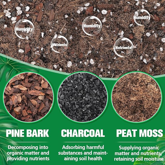 3.2QT Monstera Soil Potting Mix - Natural Organic Tropical Plant Soil for Improving Growth Rate, Sustainable Houseplants Growing Media for Indoor Bonsai Succulents Moisture Retention Drainage