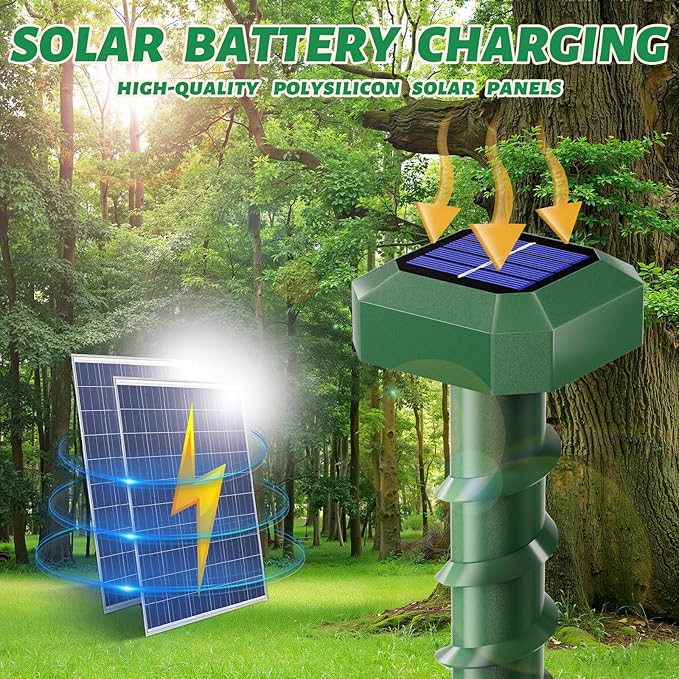 Mole Repellent Solar Powered 6 Pack,Ultrasonic Gopher Repellent,IP 65 Waterproof Outdoor Sonic Deterrent,Effective Get Rid of Snake Vole, Chipmunk Skunk Groundhog,Family & Pet Safe