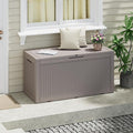 100 Gallon Outdoor Storage Box, Resin Deck Boxes Outdoor Waterproof For Patio Furniture, Garden Tools, Pool Supplies, Lockable And UV Resistant (Rattan Gray)