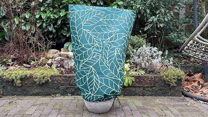 Plant Covers Freeze Protection 24"x32" in 4 Pack | Green Winter Frost Blankets for Outdoor Plants | Reusable Garden Cover Bags with Zipper Drawstring | Cold Weather Shrub Protection Cloth