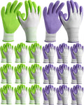 Yahenda Gardening Gloves for Women - 20 Pairs, Purple and Green, Breathable and Protective, Machine Washable