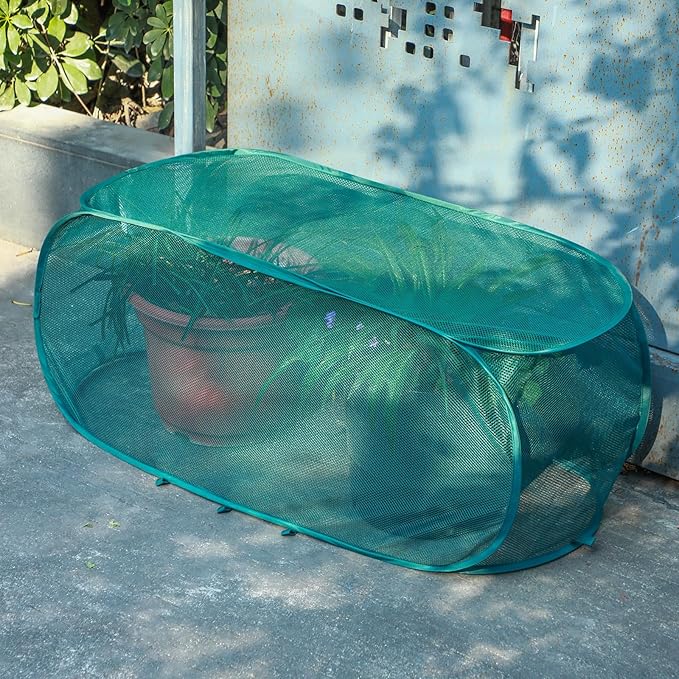 4 Pcs 39" x 18" x 16" Pop up Garden Rows Plants Cover Vegetable Mesh Plant Protector Net Cage Guard with Ground Nails for Protecting Vegetables Fruits Seedlings Flowers from Animals