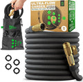 Easy to Use Garden Hose 50 FT, Lightweight and Leak-Proof Heavy-Duty Flexible Water Hose 50FT with Reinforced TPE Core, 3/4" Solid Brass Fittings, Ultra-Flow Manguera Para Jardin, Built to Last