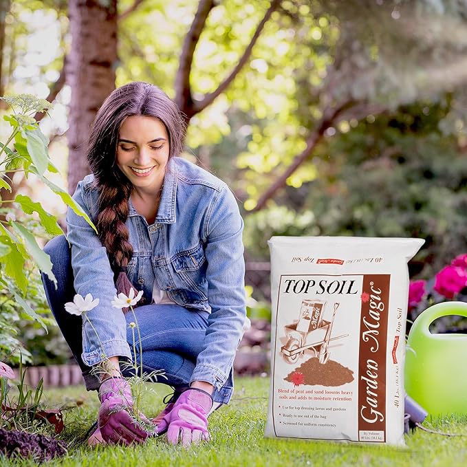 Michigan Peat 40 Pound Bag Garden Magic Organic Planting Potting Top Soil Blend Mix for Indoor and Outdoor Gardening and Landscapes, White, 60 Pack