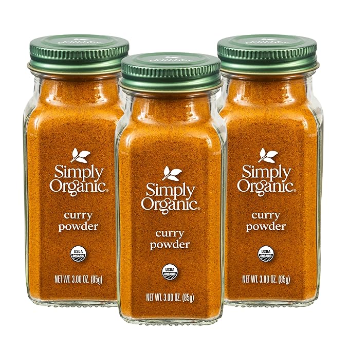 Simply Organic Certified Organic Curry Powder, 3-Ounce 3-Pack, Aromatic Blend 11 Indian Cooking Spice for Meat, Seafood, Tofu