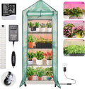 4-Tier Indoor Mini Greenhouse with Grow Lights, 32W Full Spectrum Plant Light with Timer, Adjustable Metal Shelves, 69.6"x22"x18.5" Portable Plant Stand for Seed Starting & Indoor Plants