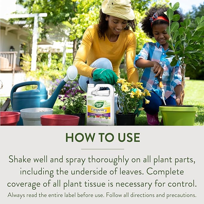 Garden Safe Brand Fungicide3, 1 Gallon, Fungicide, Insecticide and Miticide with Neem Oil Extract for Organic Gardening, Controls Black Spot, Rust, Aphids and Spider Mites