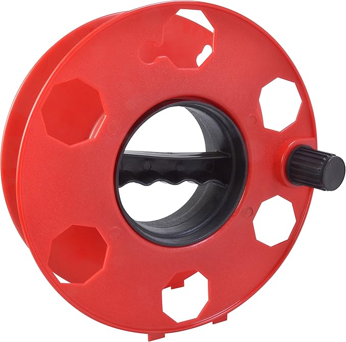 Woods Heavy Duty Cord Storage Wheel - Holds Up to 150 Feet of 16/3 or 125 Feet of 14/3 Gauge Cord - Tangle-Free Design for Extension Cords, Rope, or Hose - - Black