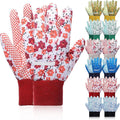 Garden Gloves for Women 9.5" Floral Gardening Gloves Lightweight and Machine Washable Gift for Gardeners PVC Grip