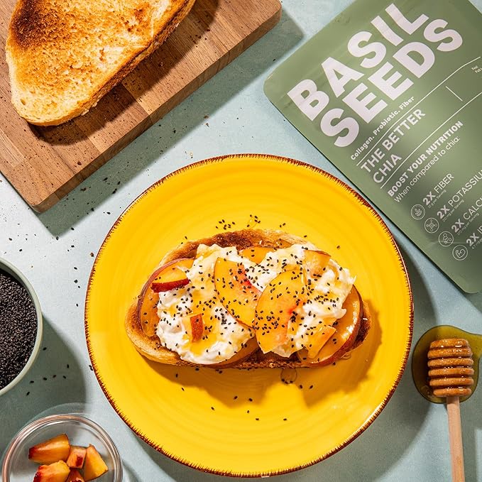 Basilia Basil Seeds for Eating | The Original Loaded Water | 2x More Fiber than Chia | Nutrition-Packed Edible Basil Seeds Superfood for Breakfast, Smoothies & Drinks | Keto Friendly & Gluten Free | 1lb Bag