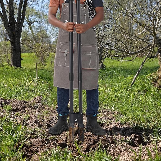 Post Hole Digger Tools, 54 inches Heavy Duty Hole Digger for Plants, Manual Gardening Digger Tools with Handles, Matte Black