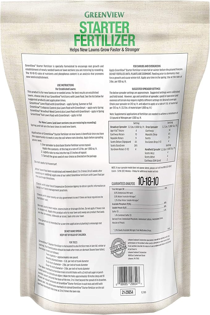 Greenview Spring or Fall Lawn Starter Fertilizer - 8 lb. Bag - Covers 2,500 sq. ft.