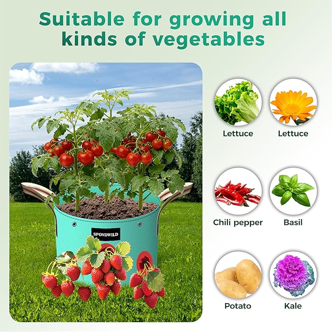 7 Pack 30 Gallon Grow Bags Heavy Duty 180G Thickened PE Plant Pots with 8 Breathable Holes Design