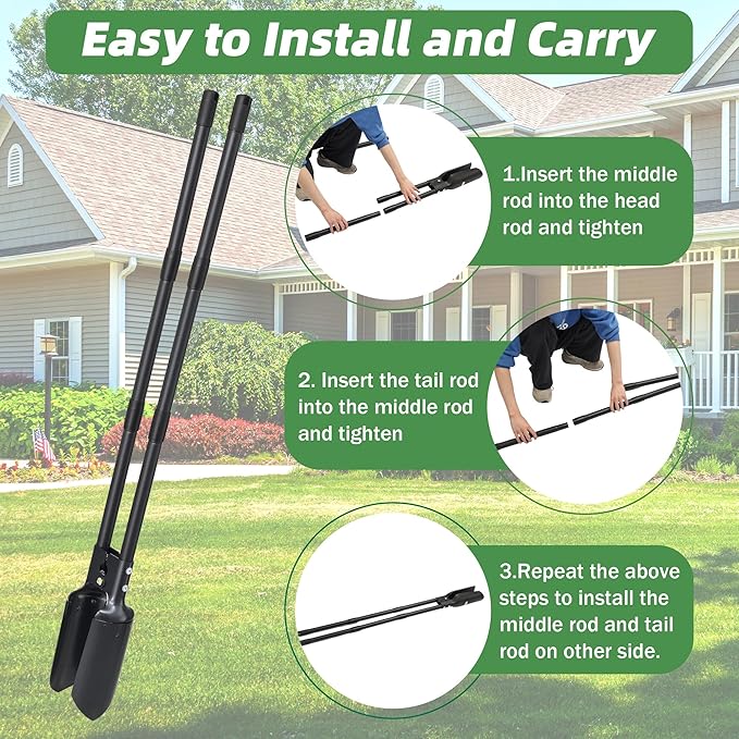 Post Hole Digger,54 Inch Heavy Duty Metal Hole Digger Tool for Digging,Grey Manual Tool for Transplant, Camping,Gardening.