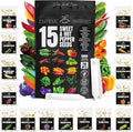 Hot & Sweet Pepper Seeds Variety Pack – 15 Varieties Mixed Heat Garden Collection, Jalapeno, Habanero, Cayenne, Serrano & Bell Types, 750+ Non-GMO Heirloom Seeds for Indoor & Outdoor Planting
