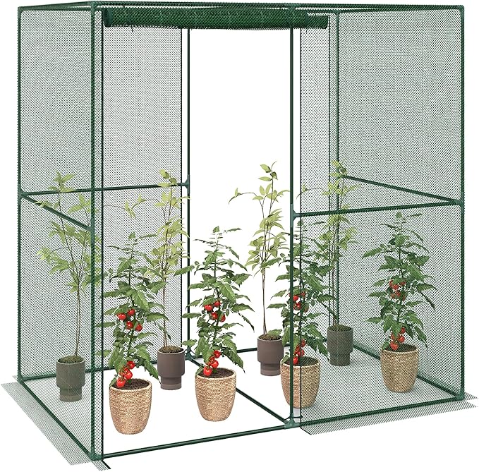 Outsunny 6' x 4' x 6' Crop Cage, Plant Protection Tent with Zippered Doors for Vegetable Garden, Backyard, Green