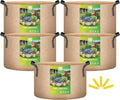 iPower 5 Pack 15 Gallon Tan Grow Bags, Garden Planting Nonwoven Fabric Pots with Reinforced Handle, Heavy Duty and Aeration Planter Pot for Tomato, Fruits, Vegetables and Flowers