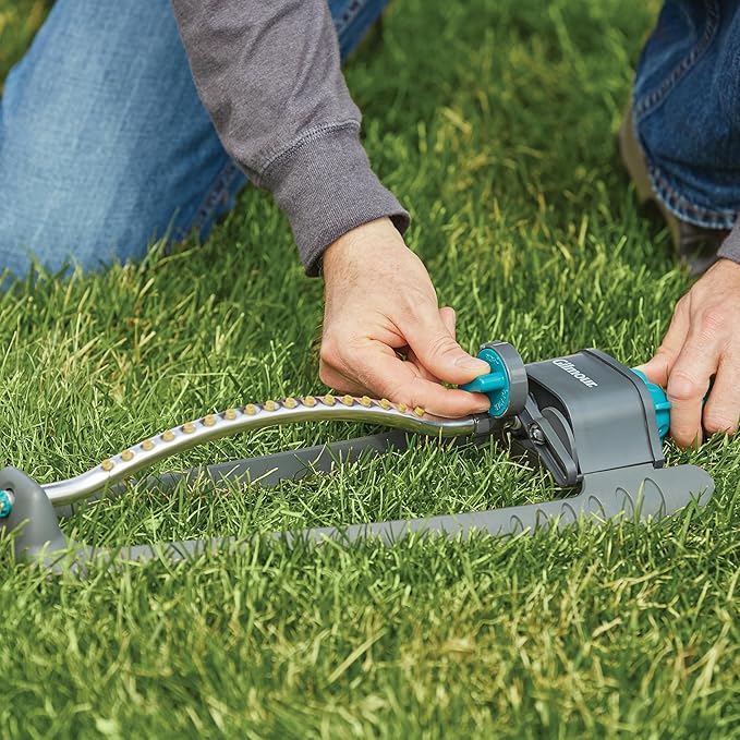 Gilmour Adjustable Rectangular Lawn Sprinkler, Water Sprinkler for Large Area Coverage, Hose Sprinkler for Lawn and Garden, Gray