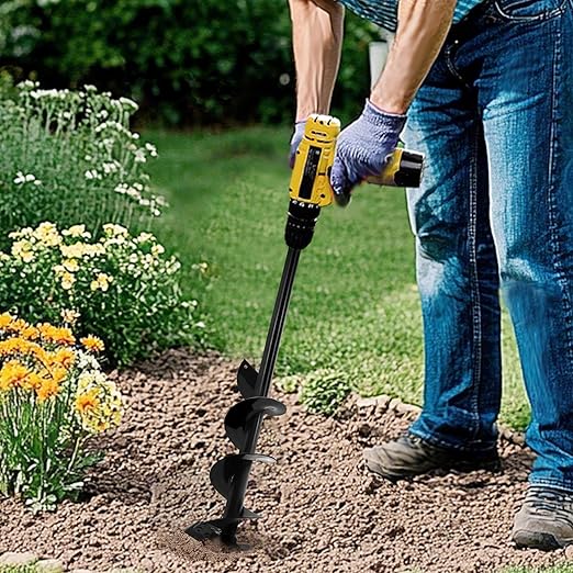4"x32"Auger Drill Bit for Planting,Heavy-Duty Garden Auger Spiral Drill Bit with Dual Sharp Blades,Bulb Planter Tool & Plant Hole Digger,Planting Auger for Cordless Drill,Tulip Planter Bit