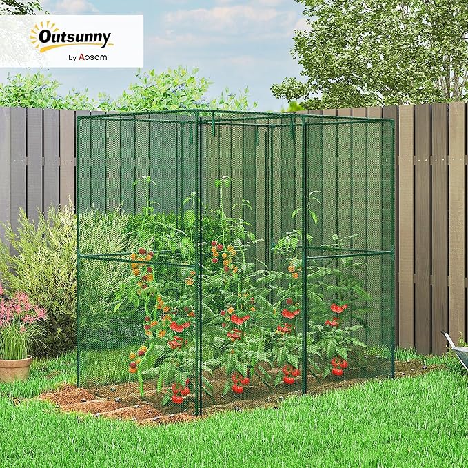 Outsunny 6' x 4' x 6' Crop Cage, Plant Protection Tent with Zippered Doors for Vegetable Garden, Backyard, Green