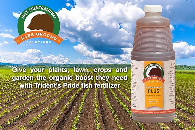 Just Scentsational TPCH-32Q Trident's Pride Plus Organic Liquid Fish Fertilizer with Brown Algae Extract and Chitosan 32 oz