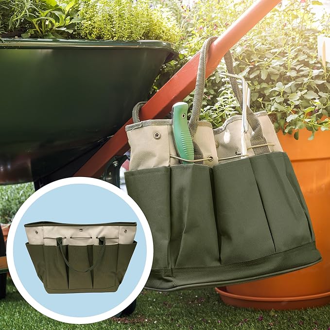 Ferry Morse Garden Tool Bag KBAG-12-8 Pockets, Heavy Duty, Water Resistant, Tote Caddy