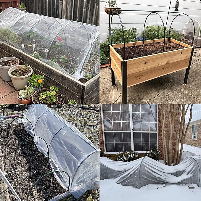 Gardzen Garden Hoops for Raised Beds Greenhouse Hoops, DIY Kit for Row Cover Garden Netting, All Season Plant Protection, 24 Pcs