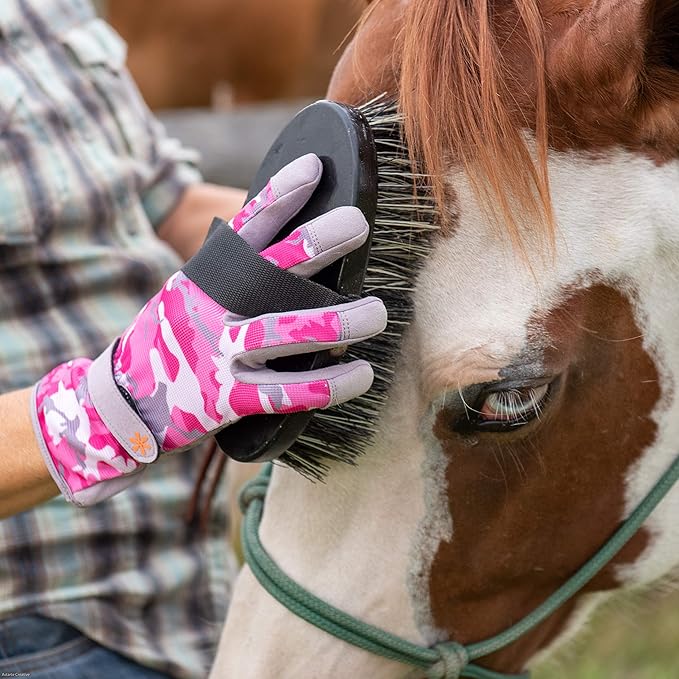Dig It Handwear - Women's Nail and Fingertip Protector Gardening Gloves - Large - Pink Camo