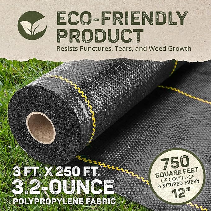 Dewitt Pro-5 Weed Barrier Fabric 5 oz, 3 x 250 Feet – Heavy-Duty Woven Landscape Ground Cover Mat for Raised Garden Bed, Greenhouse Gardening, Outdoor Landscaping, and Commercial Planting