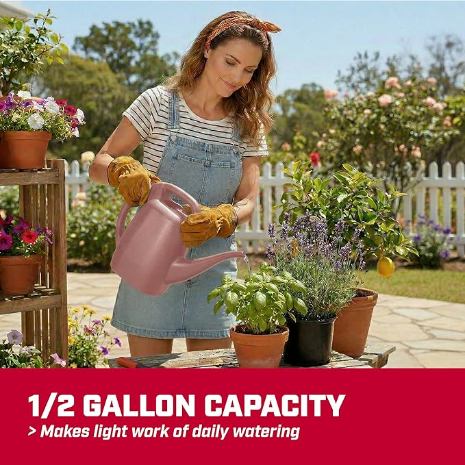 Chapin 48008 Watering Can, Garden, Indoor and Outdoor Plants, Recycled Plastic, Made in USA, 1/2 Gallon, Rose