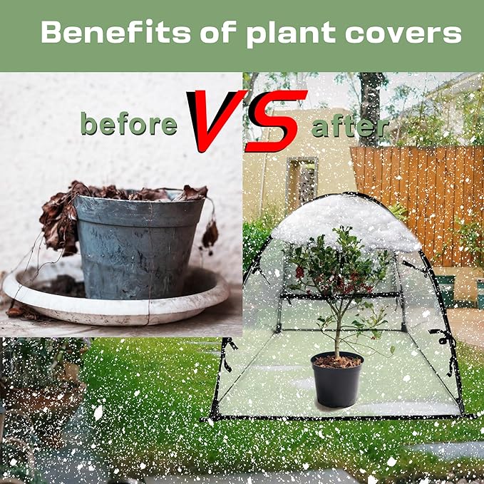 Plant Tent Freeze Protection, Winter Plant Cover Freeze Protection 28" x 28" x 31"Clear Outdoor Garden Frost Cover, Transparent Waterproof Freeze Tent for Outdoors Potted Plants, 1 Pack