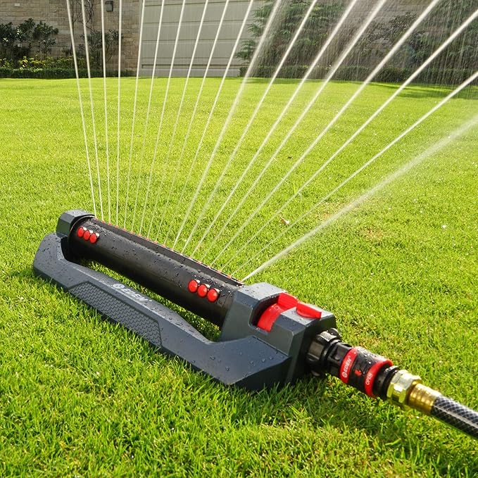 Eden 94112 3-Way Turbo Oscillating Sprinkler for Large Yard and Lawn W/Quick Connect Starter Set, Covers up to 4,499 sq. ft