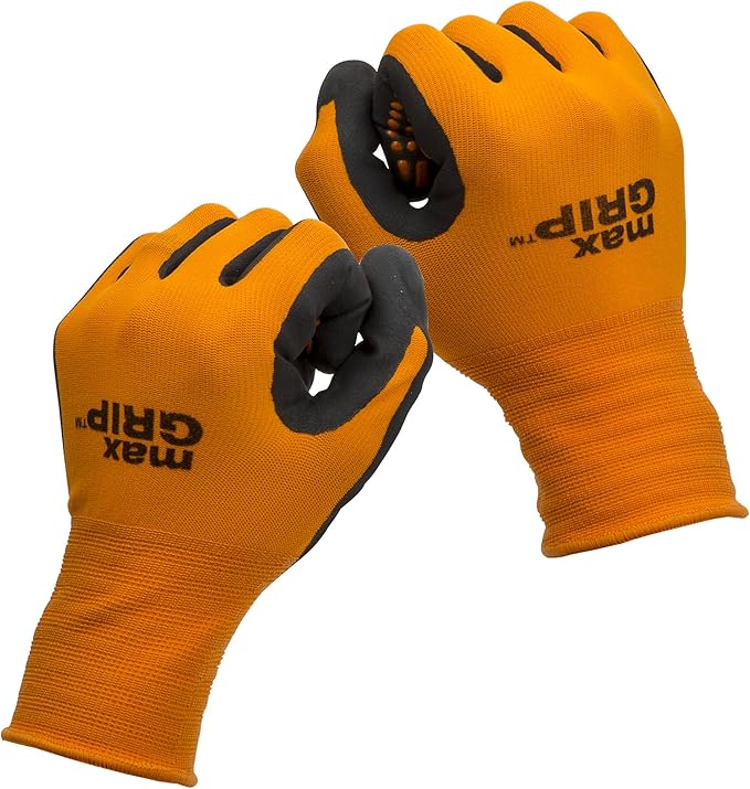 Midwest Gloves & Gear 94-L-L-AZ-12 Mens MAX Grip, Single Pair, Orange