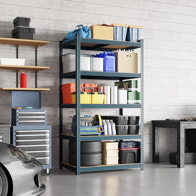 Yaheetech Storage Shelves, 5 Tier Heavy Duty Adjustable Metal Shelving Unit, Industrial Utility Rack for Garage Warehouse Pantry Closet (35.5 W x 16 D x 71 H Inches, Neptune Blue)